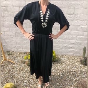 Vintage western retro bohemian black maxi dress